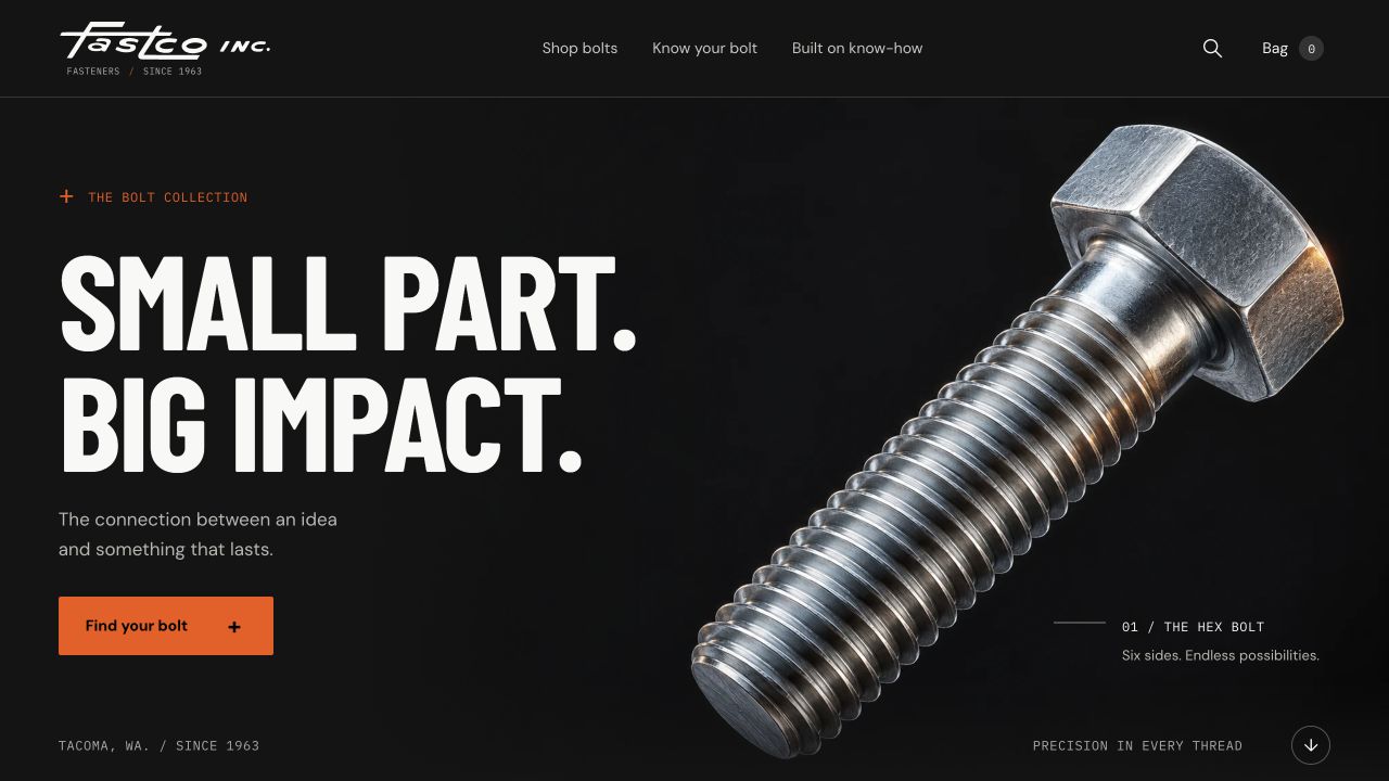 The top of the proposed product microsite homepage, with navigation, a hero image and product introduction